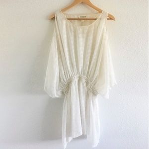 Boho White Chiffon Cold Shoulder Dress